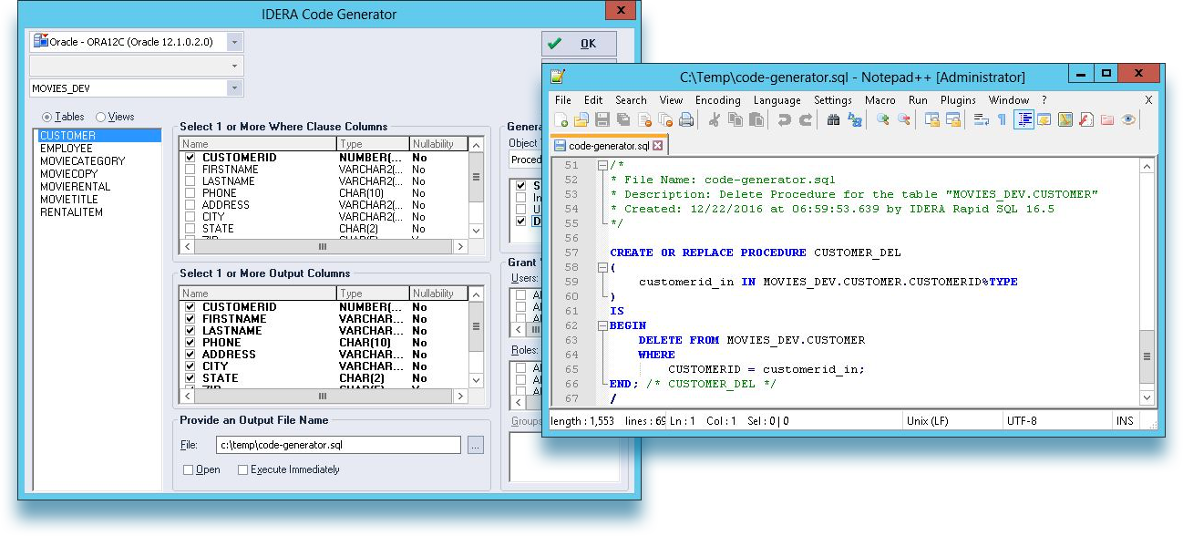 screenshot of Rapid SQL